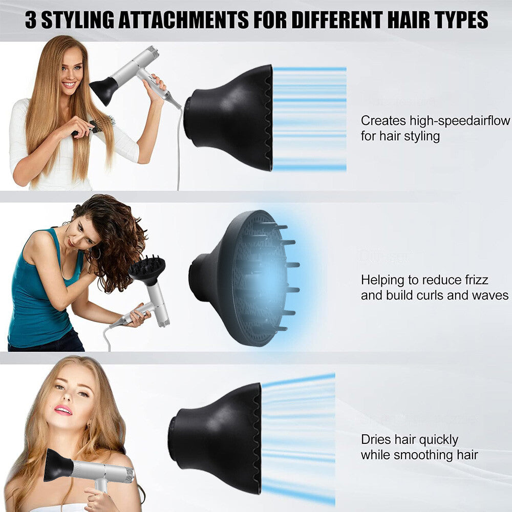 3in1 Professional Style Hair Dryer Nozzle Concentrator Blower Pro Salon Heat UK