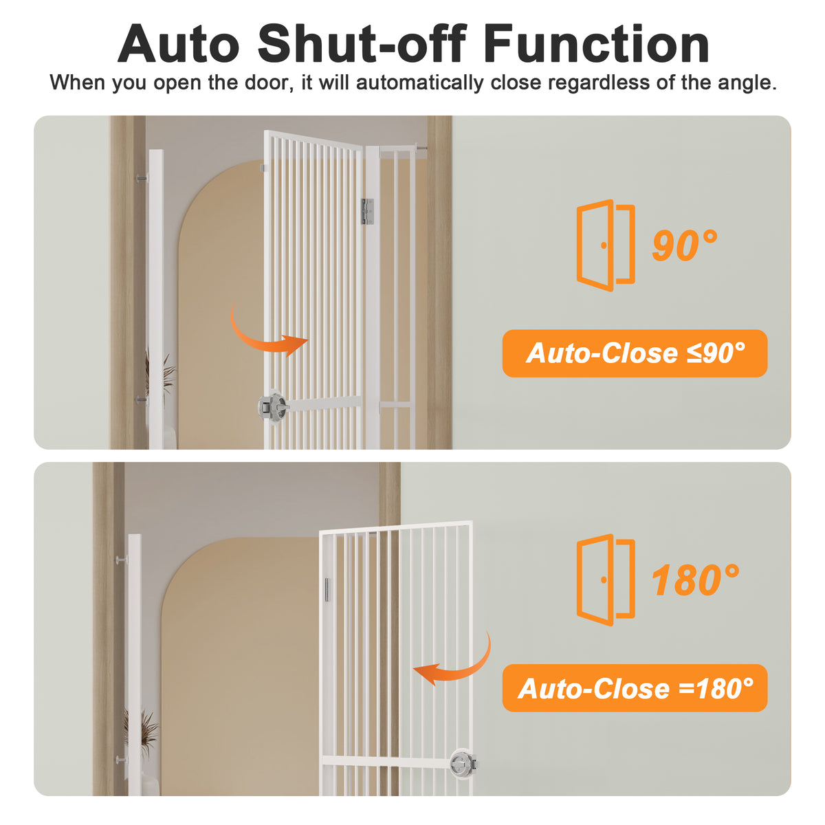 61 Extra Tall Cat Gate For Doorway, Adjustable Wide 30.2 -32.6 Dog Door With Cat Door, Suitable For Doorways Or Kitchen, No Drilling Pressure Mount Kit, White