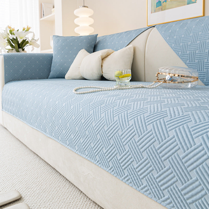 Cream-colored Viscose Sofa Mat Cooling Summer Sofa Cover