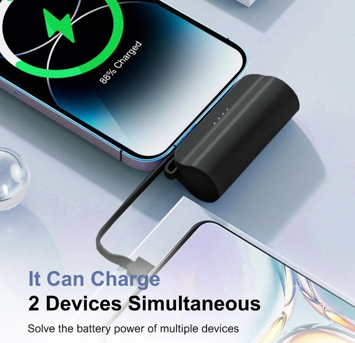 Mini Portable Power Bank Capsule Fast Charging Pocket Size Emergency Battery