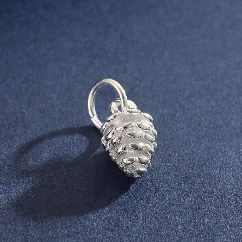 1 Pair 999 Sterling Silver Twisted Pine Cone Drop Earrings, Forest Style, Perfect For Daily Wear And Valentine's Gift