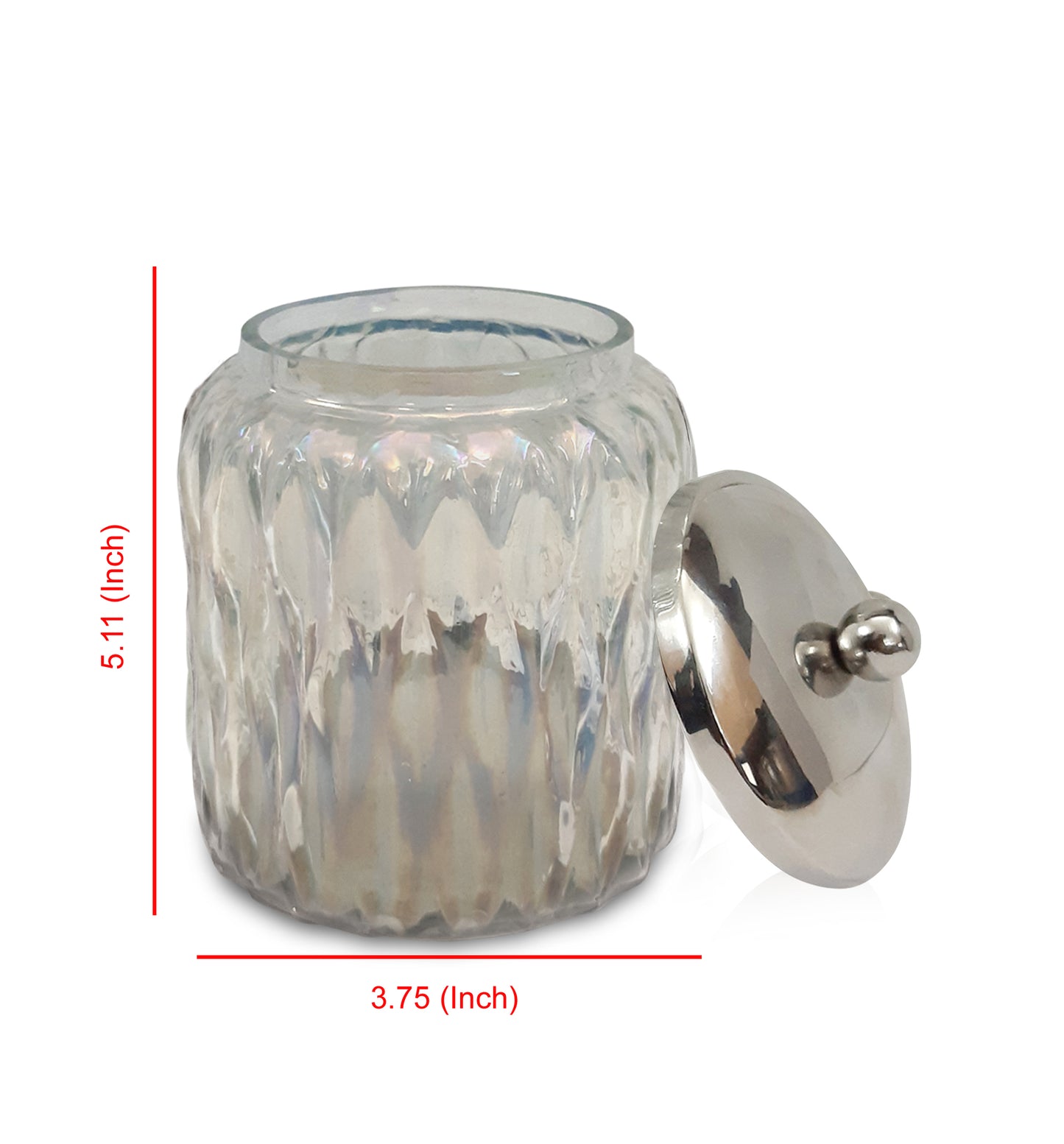 Glacier Vanity Glass Jar Stylish Storage For Cotton Swabs,Rounds,Balls,Sponges & Bath Salts Decorative Canister For Bathroom, Bedroom Lustre Finish