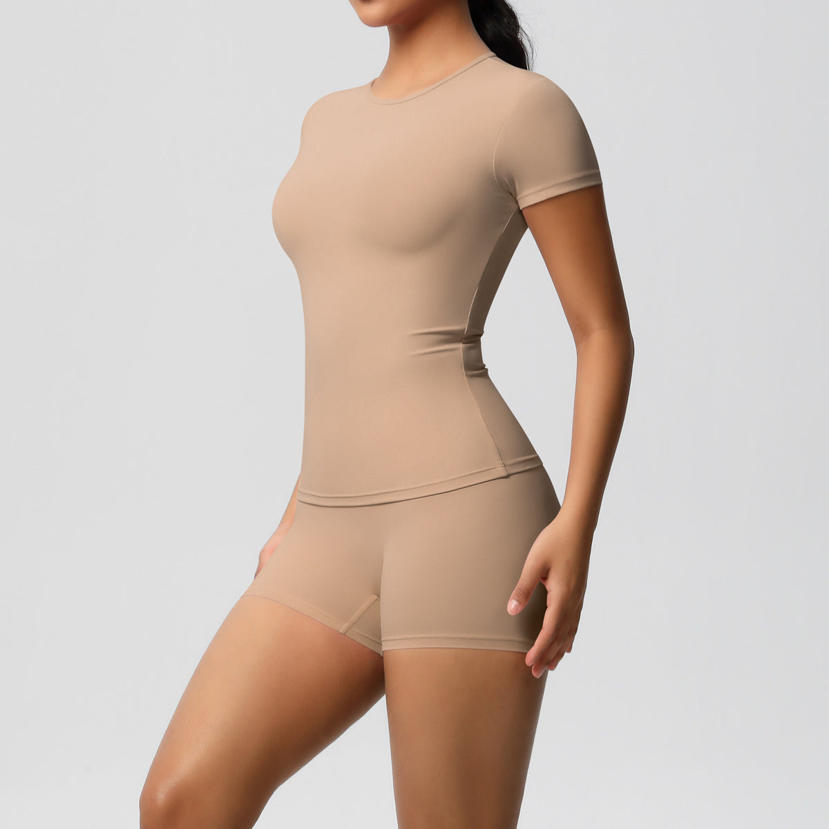 Slimming Stretchy T-Shirt And Fitness Shorts Set For Women