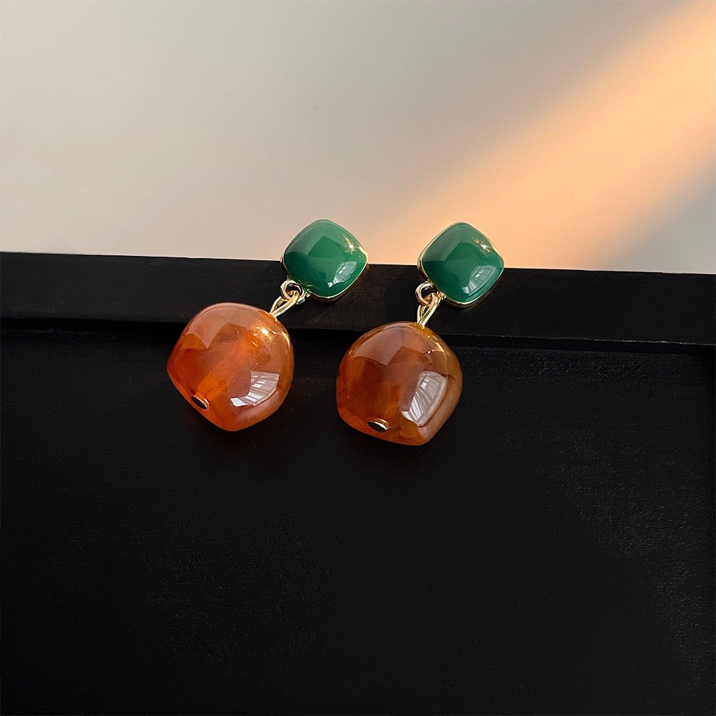 French Retro Victorian Earrings For Women Emerald Zircon Stud Earrings Fine Jewelry Gift