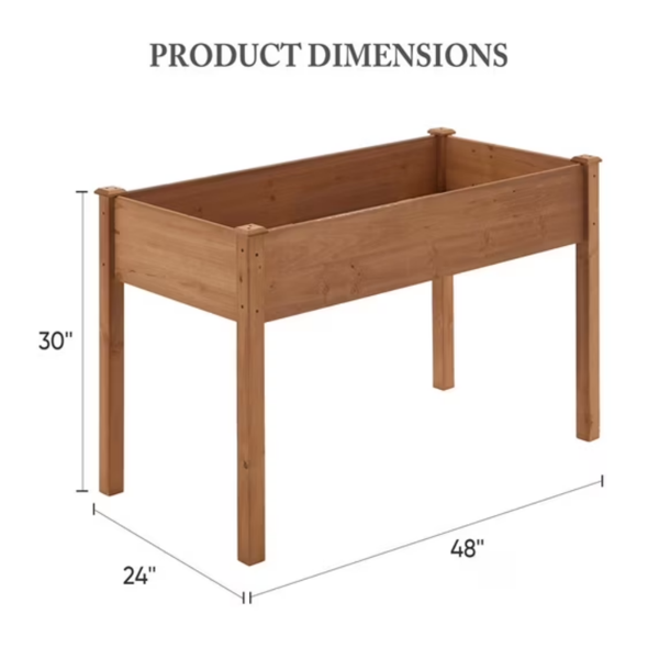 Bed - Cedar Planter With Non-Woven Liner, Bottom Drainage, 30-Inch Height, 48 X 24 X 30 In Sizes For Outdoor Plants Brown Shipment From Walmart