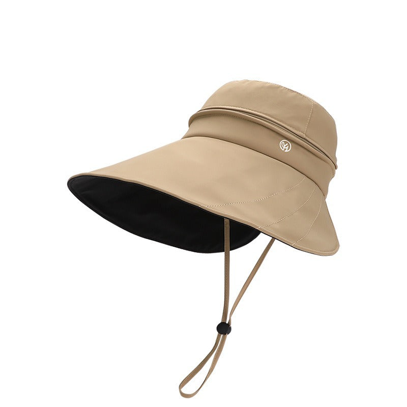 New Summer Vinyl Sun Protection Hat, Windproof Oversized Wide Brim For Women, UV Protection, Versatile For Outdoor Casual Wear