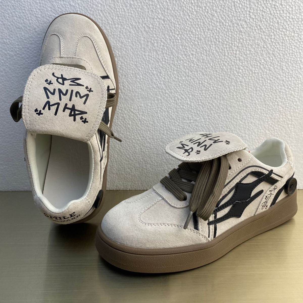 Korean-style Genuine Leather Niche Flip-top Casual Sneakers For Women
