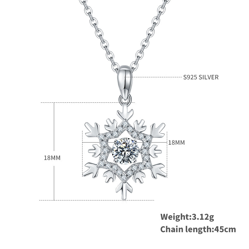 S925 Sterling Silver 0.5ct D Color VVS1 Moissanite Snowflake Necklace 45cm Platinum Plated Pave Design GRA Certified Gift Box