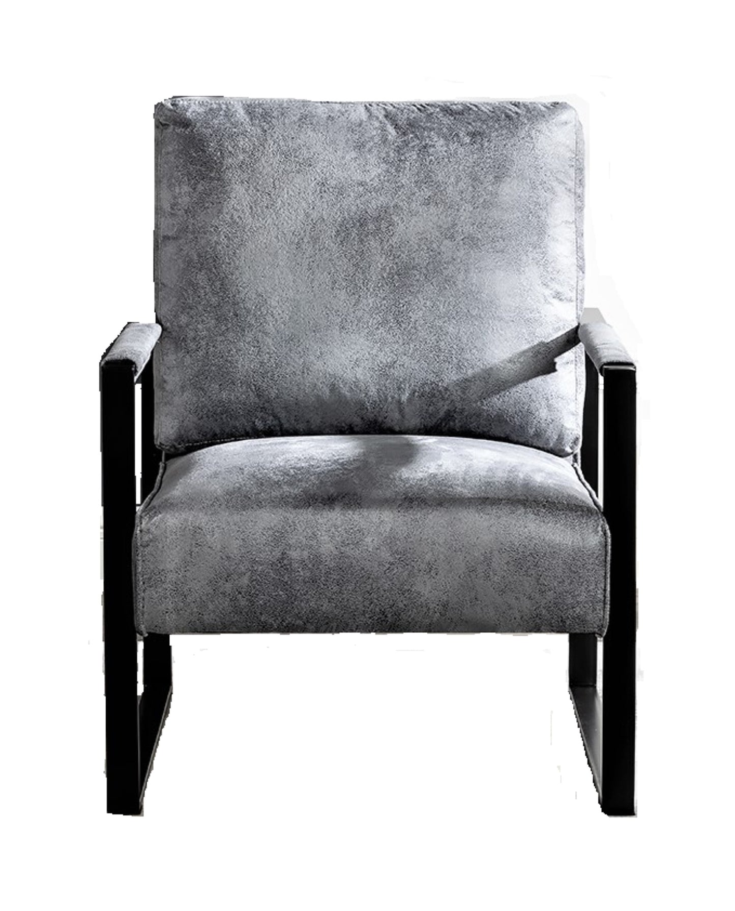 Direct Classic Mid Century Modern Accent Chair With Durable Square Metal Frame, Armchair For Living Room, Bedroom, Home Office In Spotted Microfiber Upholstery, Grey