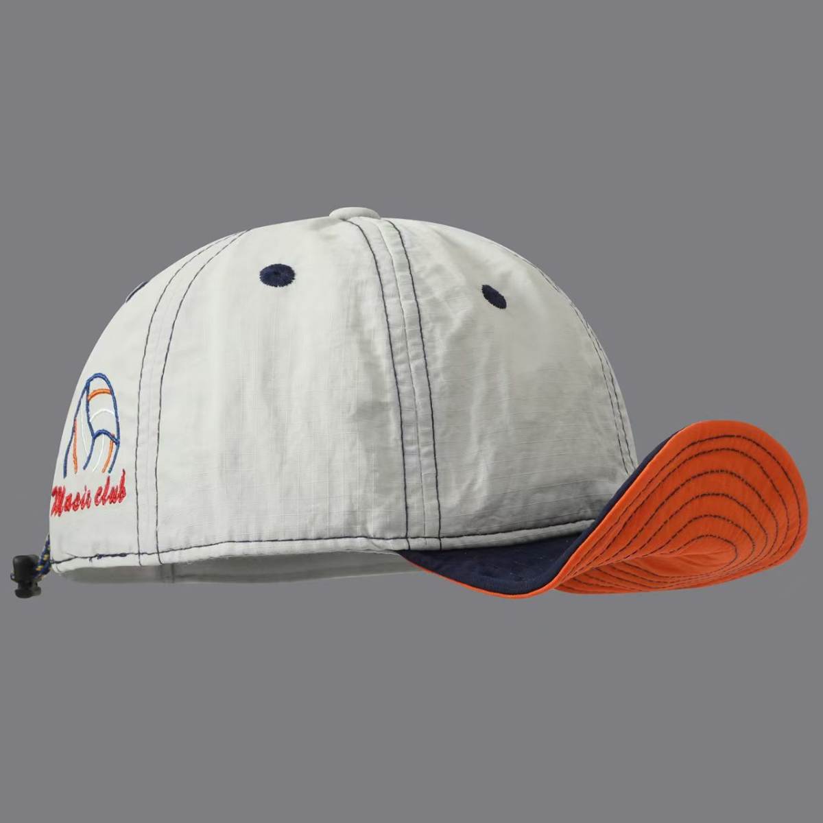 Overhanging Color-matching Quick-drying Five-piece Cap - Volleyball Letter Embroidery Mountain-style Outdoor Functional Drawstring Sunshade Workwear Cap