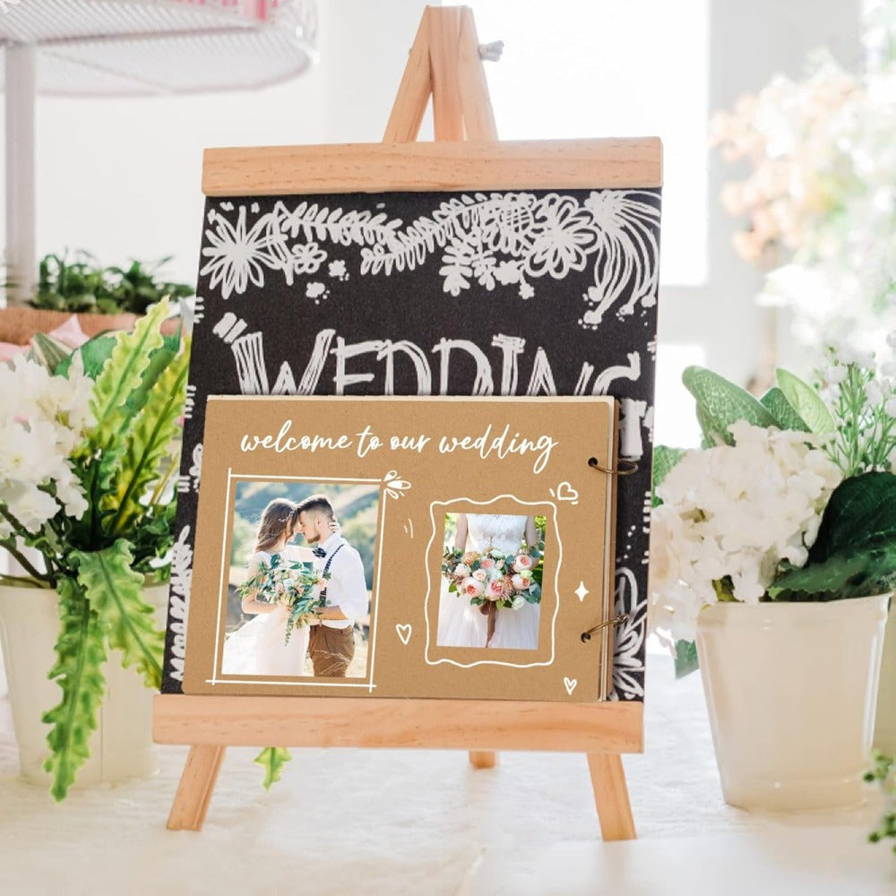 Mr. & Mrs. Guest Book For Wedding Anniversary – Wooden Design With Heart Motif For Romantic Occasions – Party Decor