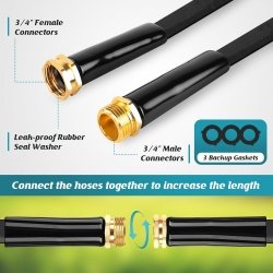 7.5-15-22-30Meter NO Expandable Flexible Garden Water Hose- Leak Proof, Puncture Resistant, No Kink, Lightweight Outdoor Flexible Hose For Yard, Farm, Car, Pet Cleaning-50FT