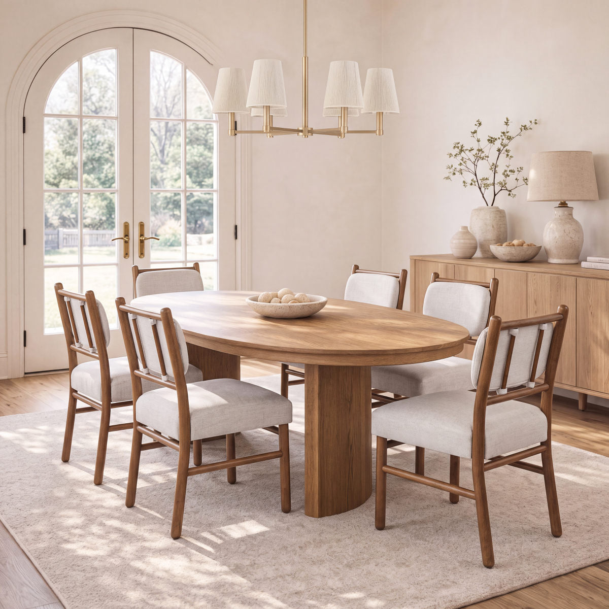 Fabric Upholstered Dining Chairs, Modern Armless Side Chairs with Solid Rubber Wood Legs, Comfortable Mid-Back Padded Seating for Kitchen Dining Room (Set of 2), Dark walnut wood with Beige fabric