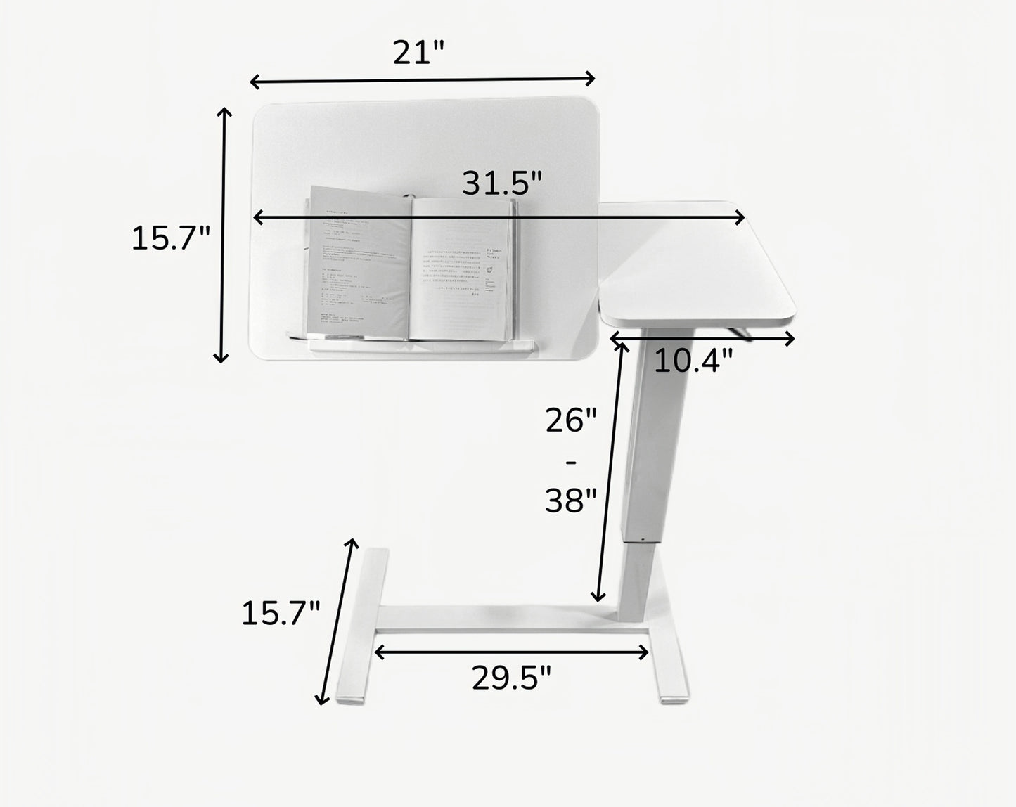 Overbed Bedside Desk, Mobile Rolling Laptop Stand Tilting Overbed Table With Wheels, Height Adjustable Tray Table For Laptop Bed Sofa Side Table, Bedside Table WHITE