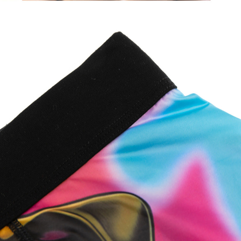 Printed Boxer Ice Silk New Long Cycling Charging Swimming Trunks