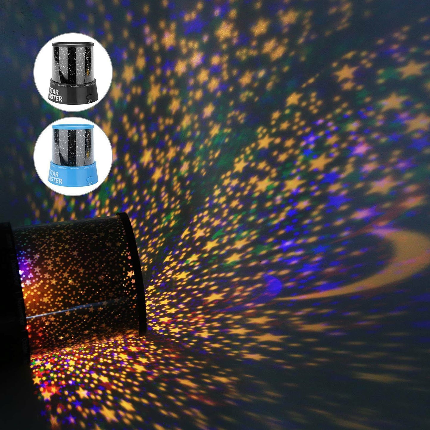 Simple Romantic LED Starry Night Sky Galaxy Projector Lamp Star Cosmos Party Home Decor Black