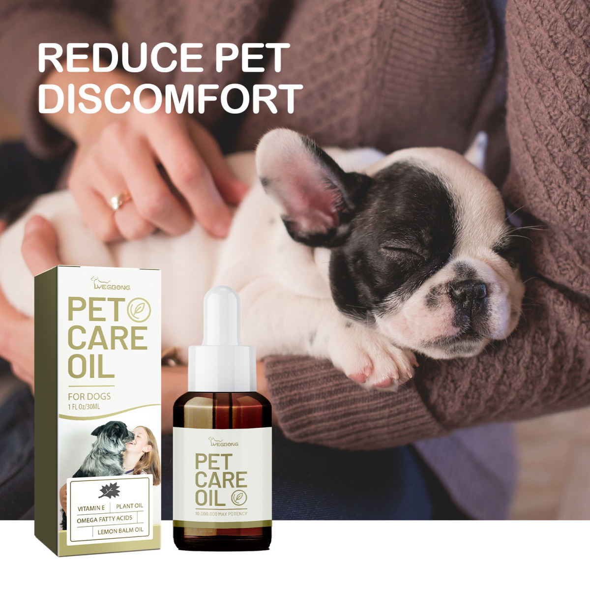 Dog Pet Care Oil With Lemon Balm Oil Fatty Acids, Joint & Muscle Relief Supplement Oil For Canine Mobility Support
