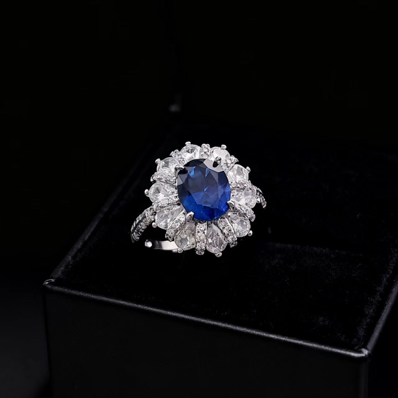 2025 New Sunflower Sapphire Emerald Jewelry Set Ring Earrings Pendant Full Diamond Fashion Necklace For Women