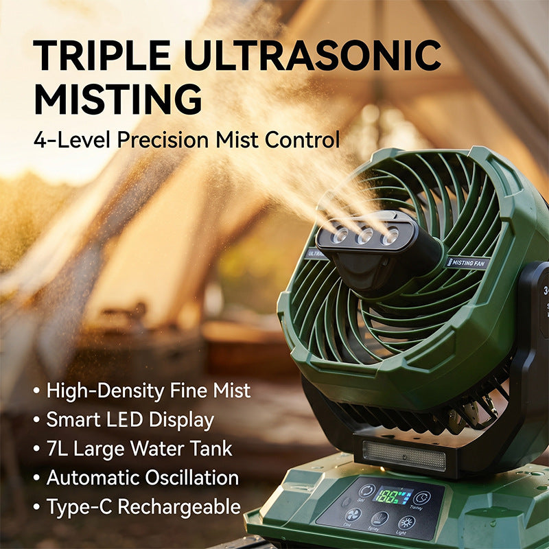 Outdoor Portable High-Wind Charging Camping Lighting Fan