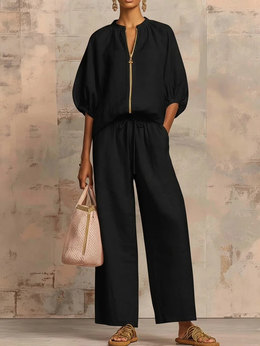 Bestselling Women's Fashion Loose Fit Two-Piece Set, Matching Top And Wide Leg Pants Outfit