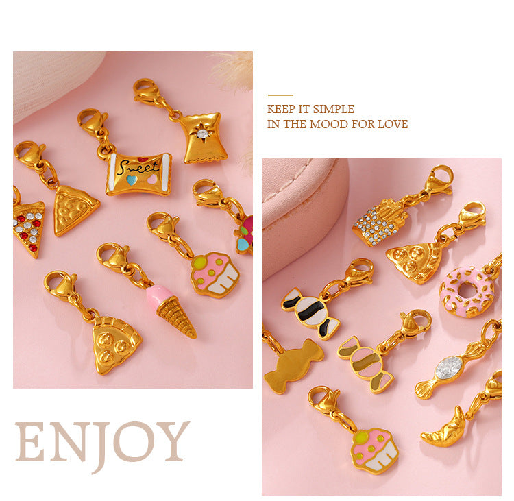 Cute And Sweet Style Pizza Candy Food Series Lobster-shaped Pendant For DIY Bracelet Or Necklace, Exquisite Accessories