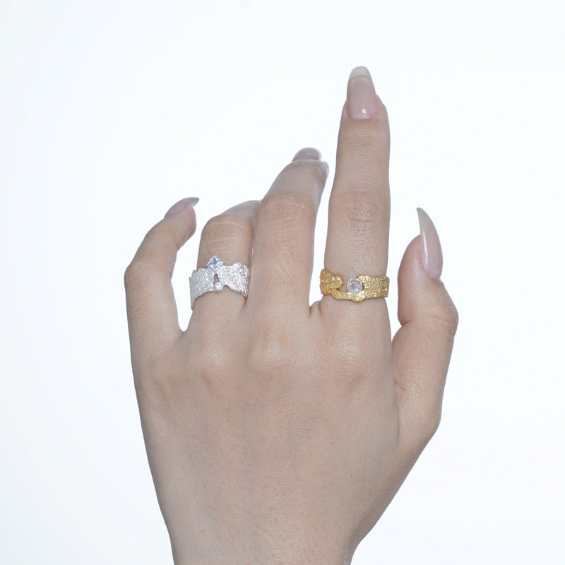 Korean-style Niche Luxury S925 Sterling Silver Ring With Diamonds