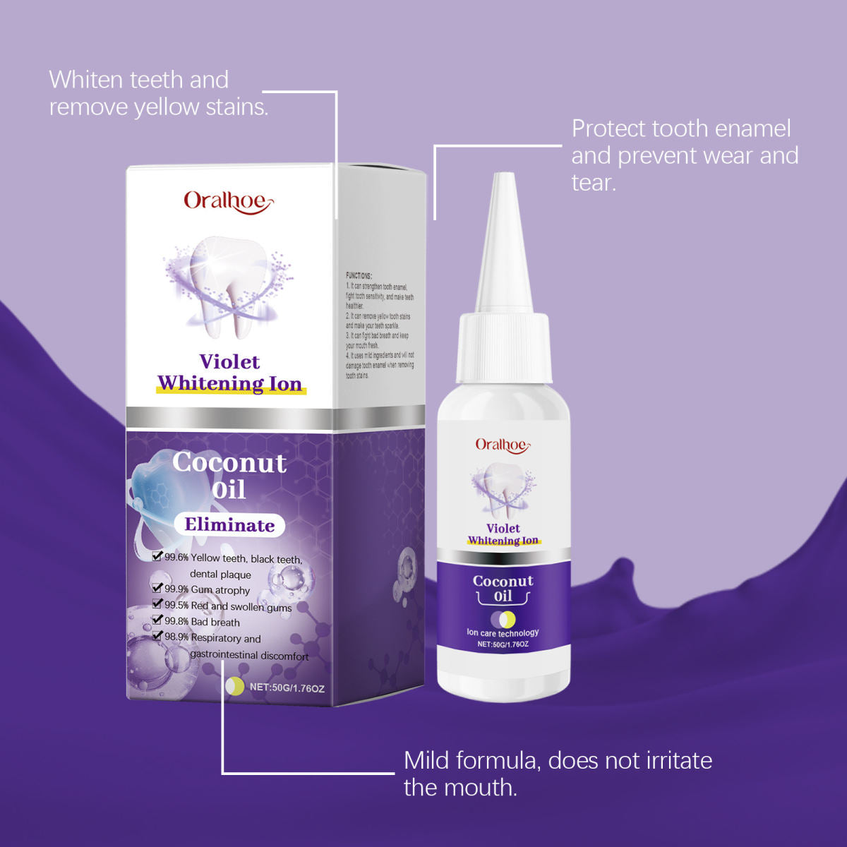 Purple Toothpaste Tartar Yellow Stains Oral Odor Beautiful Tooth Care