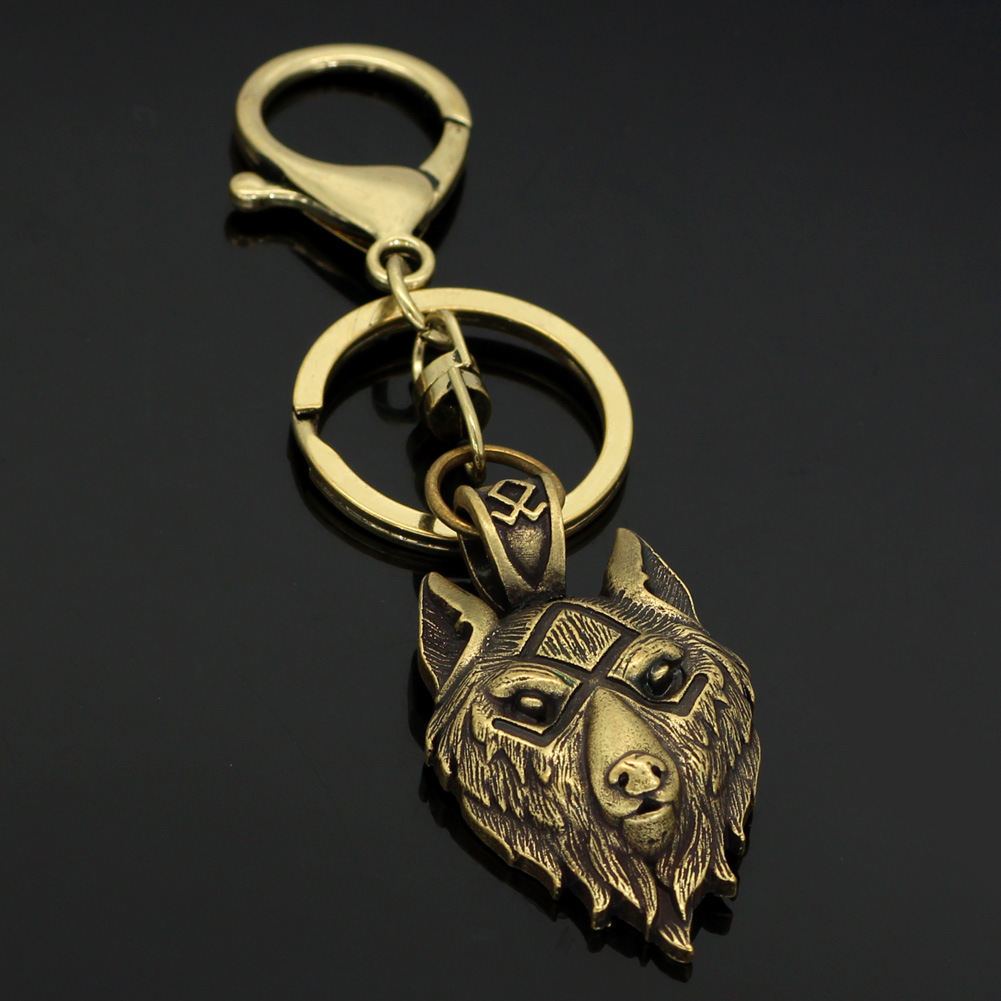 Viking Series Wolf Head Key Chain Accessories