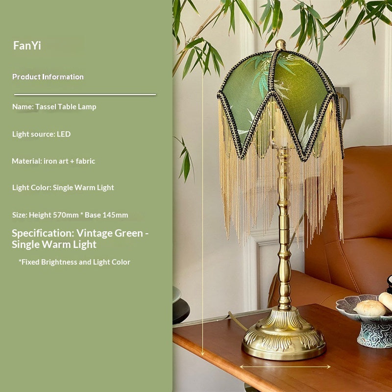 Retro Tassel Lampshade For Study Desk Reading Lamp