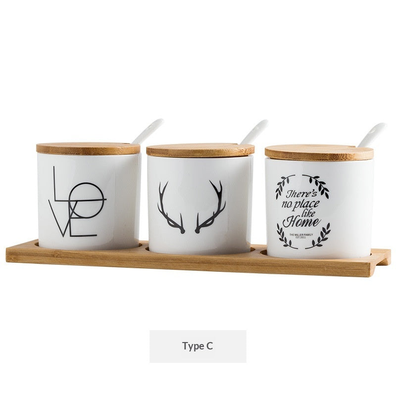 Household Kitchen Ceramic Condiment Jar Set