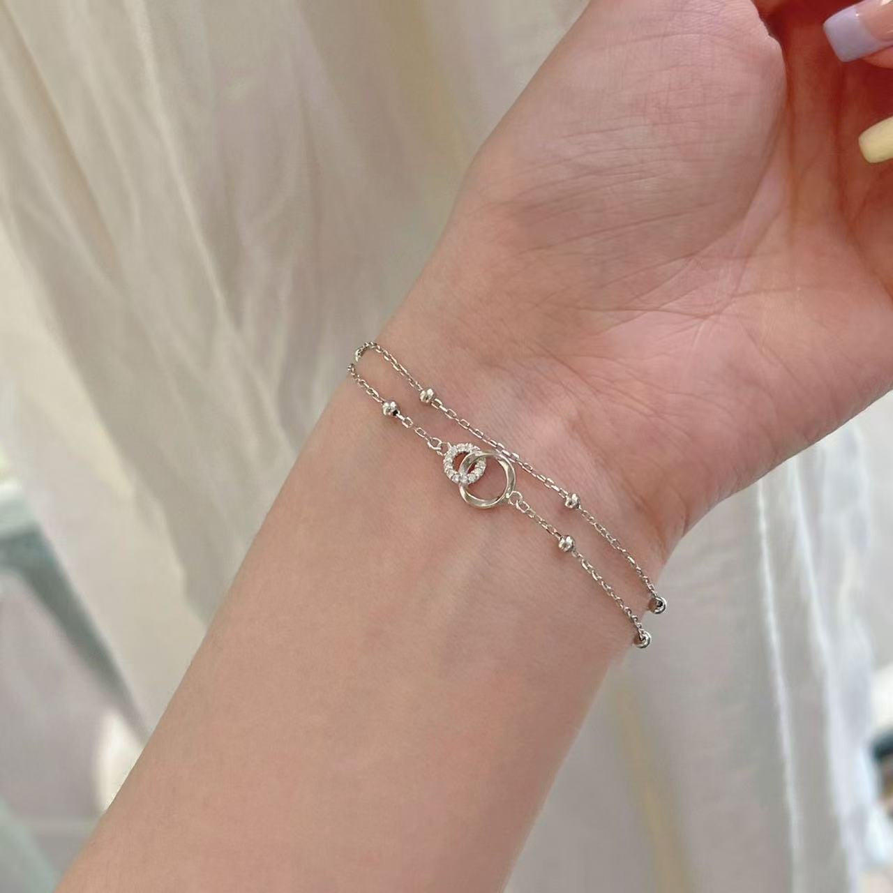 1pcs 999 Sterling Silver Mobius Infinity Bracelet, Elegant Trendy Style, Ideal For Birthday & Anniversary Gifts