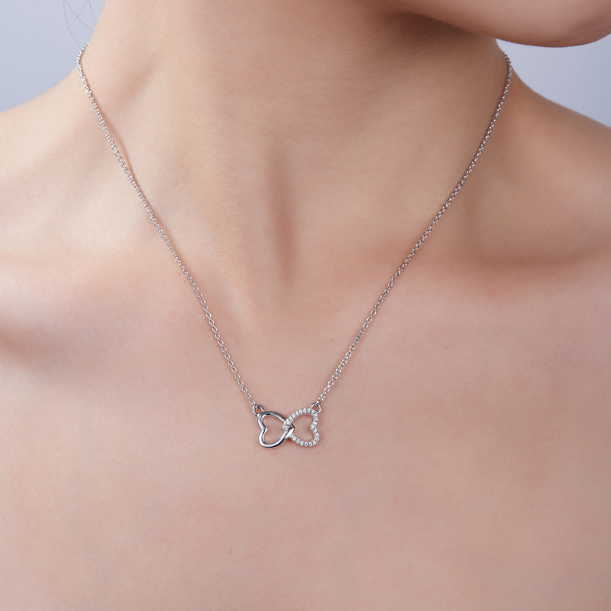 3g S925 Sterling Silver Infinity Heart Necklace 45cm 22 Stone Moissanite Pendant With GRA, Platinum Plated Romantic Jewelry Gift Box For Women