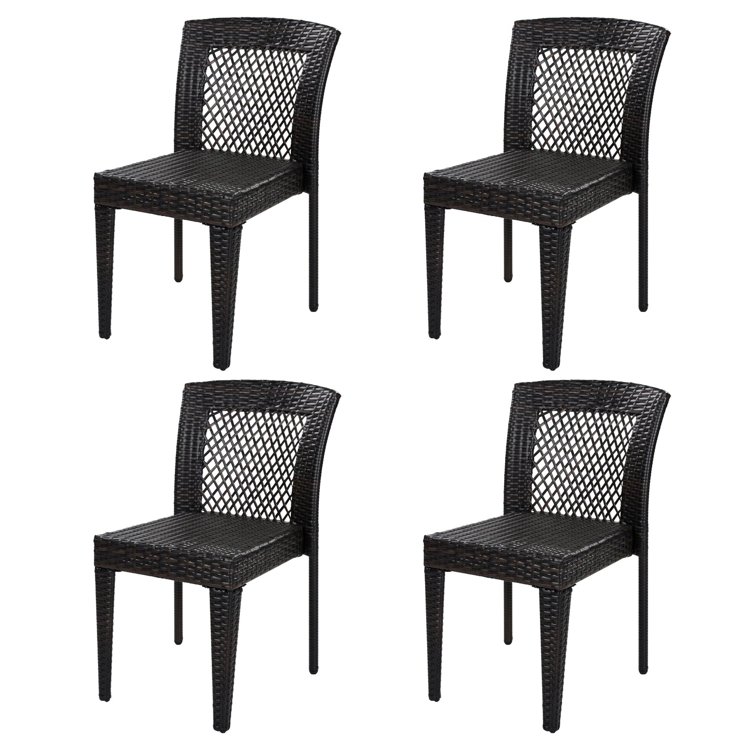 Outdoor Dining Chairs Set Of 4, Stackable Chairs With UV-Resistant PE Rattan And Steel Frame, For Patio, Garden, Balcony, Supports 400lbs