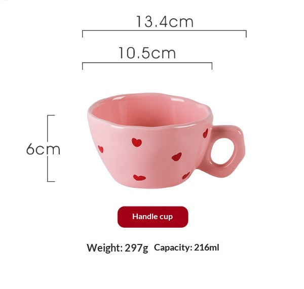 Ins-style Korean Pastel Heart-themed Ceramic Dinnerware Series