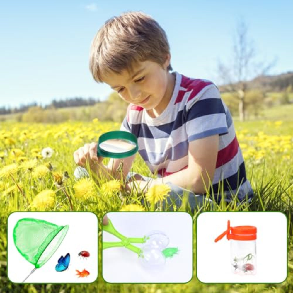 16-piece Exploration Set For Kids, Outdoor Discovery Set With Binoculars, Landing Net, Magnifying Glass, And Insect Catcher, Adventure Gear For Camping, Nature Exploration, And The Garden