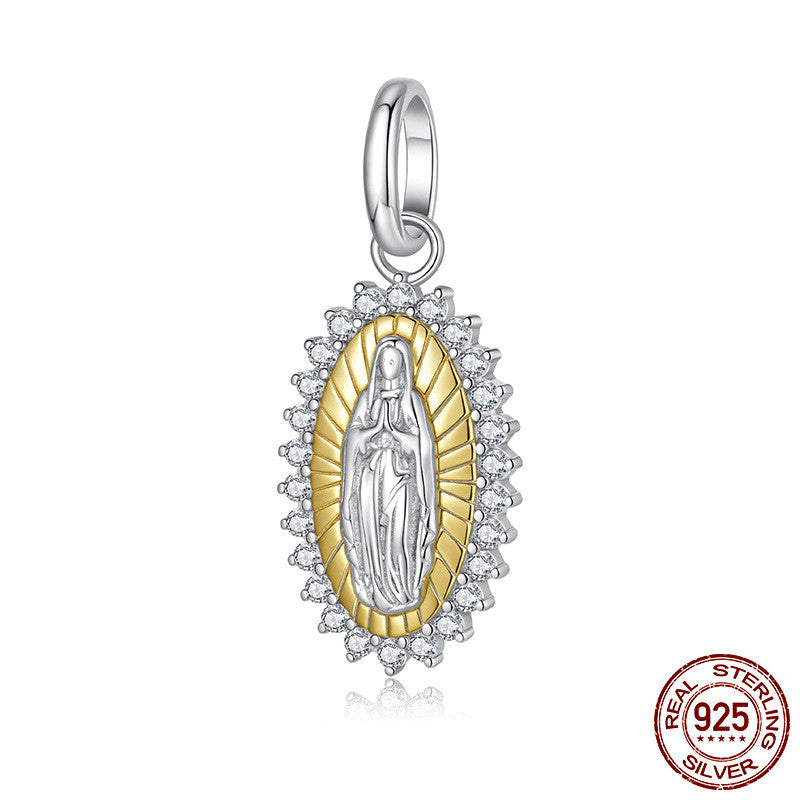 Silver Ziyun Original S925 Sterling Silver Virgin Mary Pendant Ornaments Accessories Cross-border Fashion Mother Love Diy Beaded