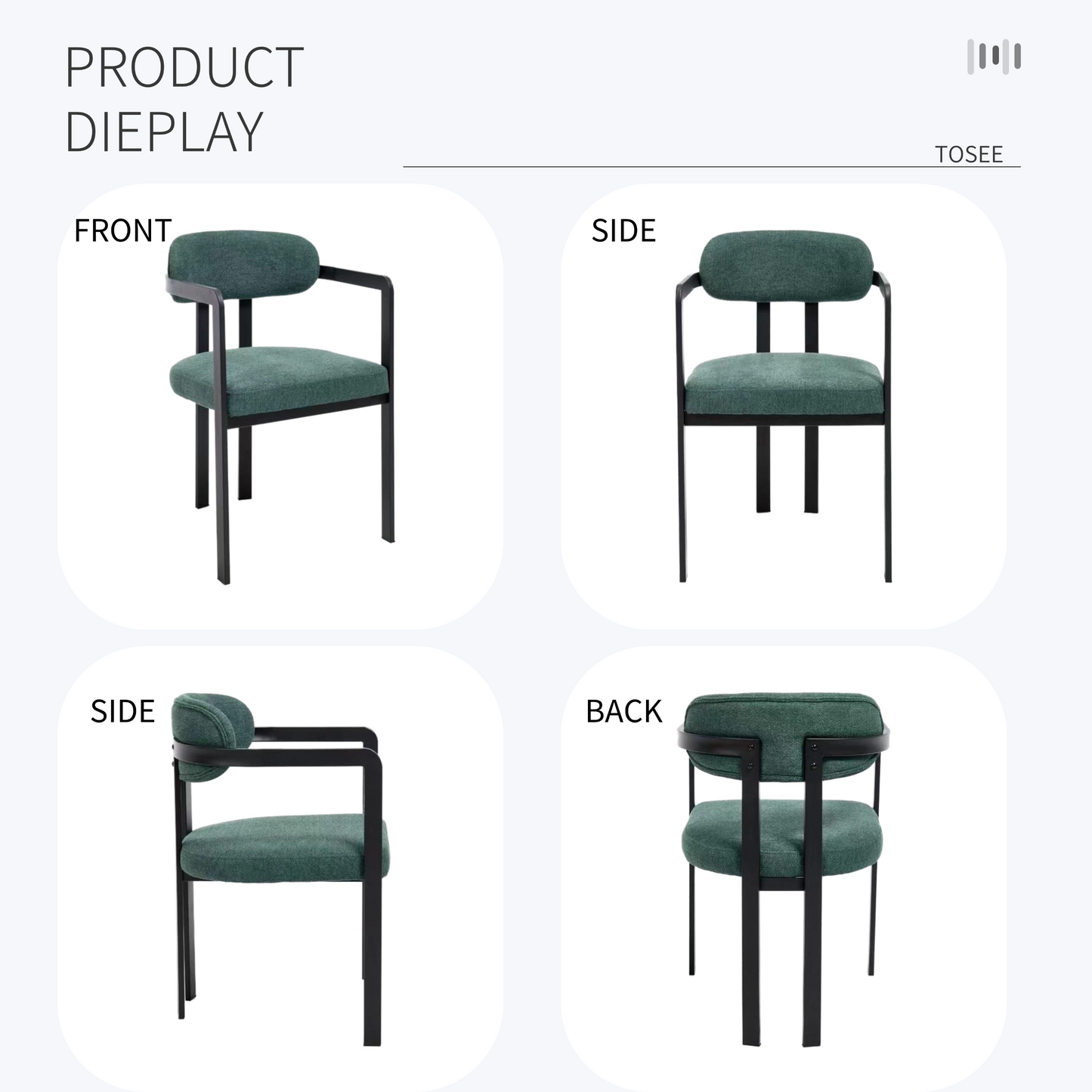 Modern Dining Room Chairs Set Of 2, Mid Century Upholstered Boucle Kitchen Dining Chairs With Black Metal Legs Side Chair