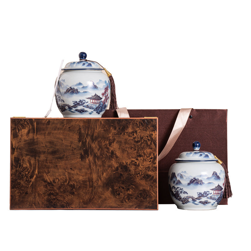 Chinese-style Ceramic Tea Caddy Gift Set