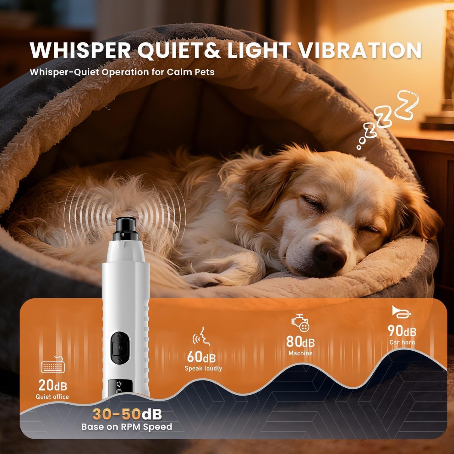 2026 New Silent Groom Pro Dog Nail Grinder, 5-Speed Dog Nail Grinder With Led Light, Quiet Painless Paws Grooming For Small Medium Large Dogs, USB Rechargeable
