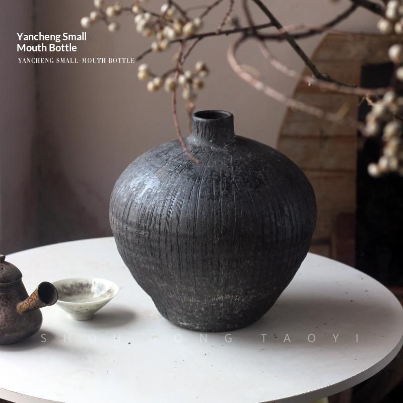 New Chinese-style Vintage Handmade Retro Ceramic Vase Craftwork