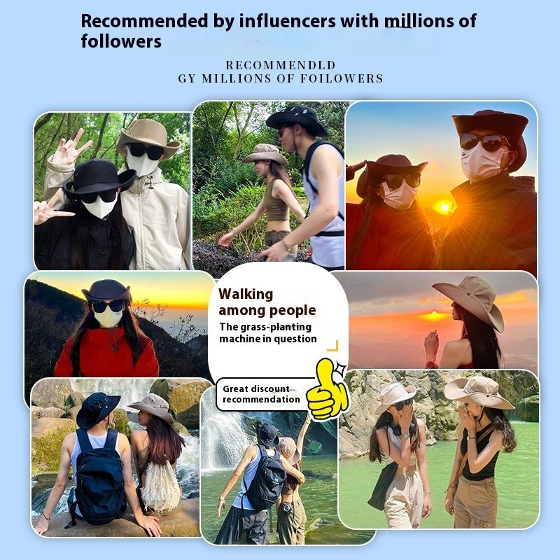 Three-piece Set Cap Fisherman Hat Sun-proof Climbing Equipment