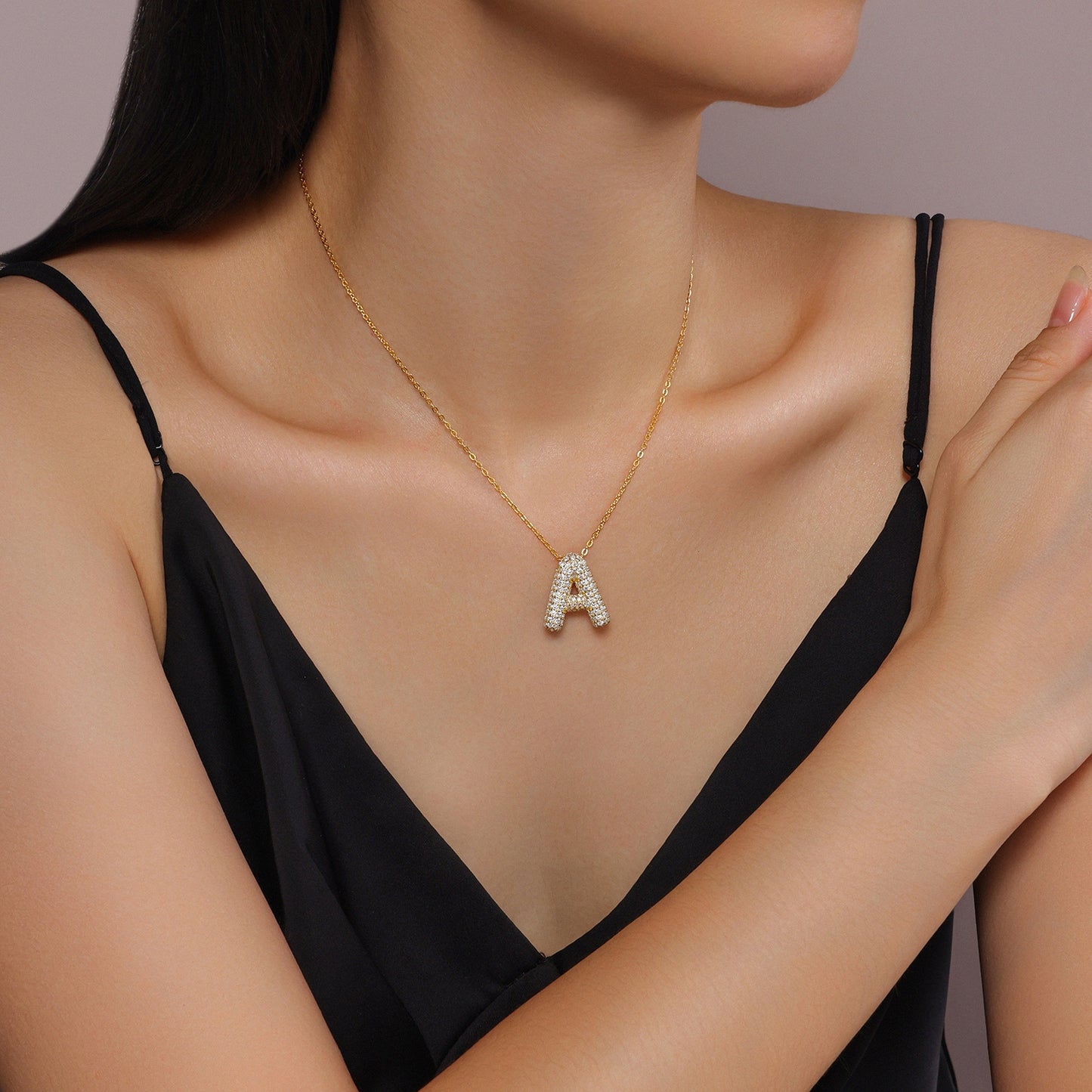 Bubble Letter - L-shaped Pendant Set With Top-quality Moissanite, Featuring Luxurious And Fashionable Light Luxury Trend Jewelry And Silver Accessories. It Is Made Of S925 Silver Electroplated With Go