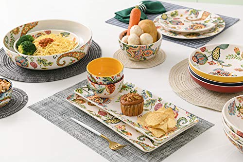 Bico Protea Cynaroides Pasta Bowls, 35oz Salad Bowl Set of 4, Large Ceramic Serving Dinner Bowls for Soup and Cereal, Micr...