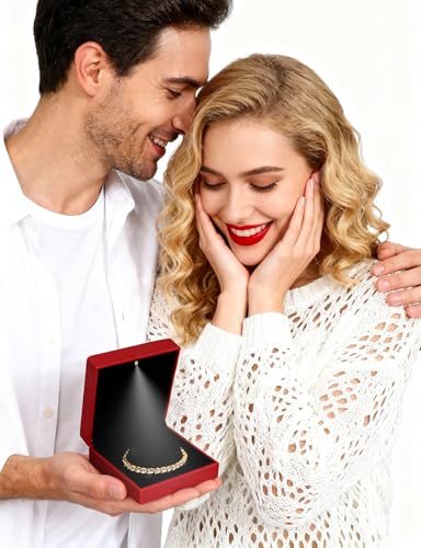 Hatori Luxury Bracelet Box, Velvet Jewelry Bangle Box Storage Case Organizer Holder with LED Light for Wedding, Engagemen...