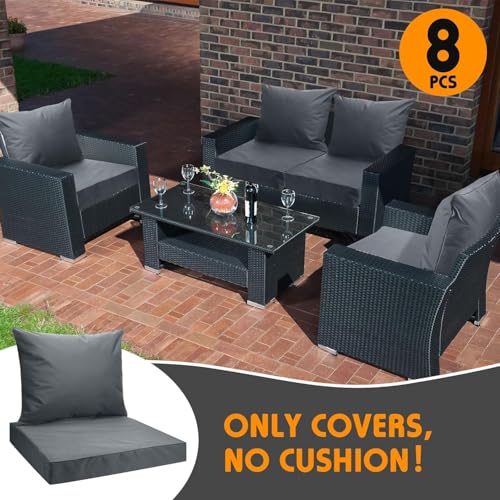 All Smiles Patio Furniture Replacement Chair Cushion Covers Set of 4 for Waterproof Resistant Outdoor Deep Set Cushion Cov...