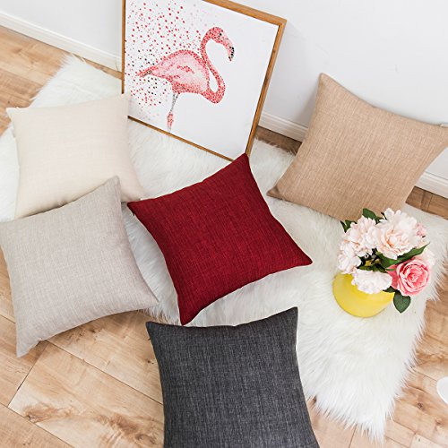 Jeanerlor Pack of 2 Decor Burlap Natural Style Lined Linen 18x18 inch Throw Pillow Cases Cushion Cover for Living Room/Chr...