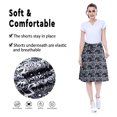 Women's Midi Length Skorts Skirts with 3 Pockets Modest Skirts Women's 24" Knee Length Skort