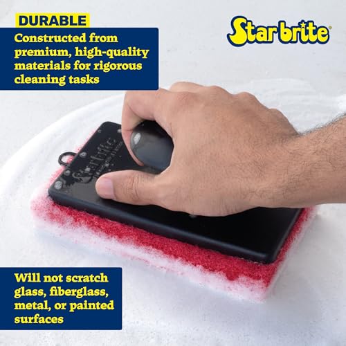 STAR BRITE All-Purpose Medium (Red) Scrubber Pad - Available in Medium, Fine & Coarse Textures with Ergonomic Handle for B...