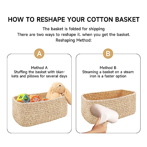 MiniArk Small Storage Baskets for Organizing | Closet Organizer Bins | Shelf Toy Basket | Woven Rope Baskets | Cube Decora...