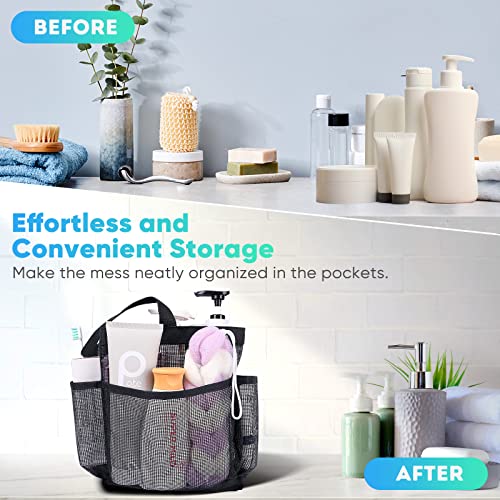 EUDELE Mesh Shower Caddy Portable for College Dorm Room Essentials, Shower Caddy Dorm with 8-Pocket Large Capacity for Bea...
